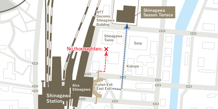 [map] From Shinagawa Station to Shinagawa Season Terrace